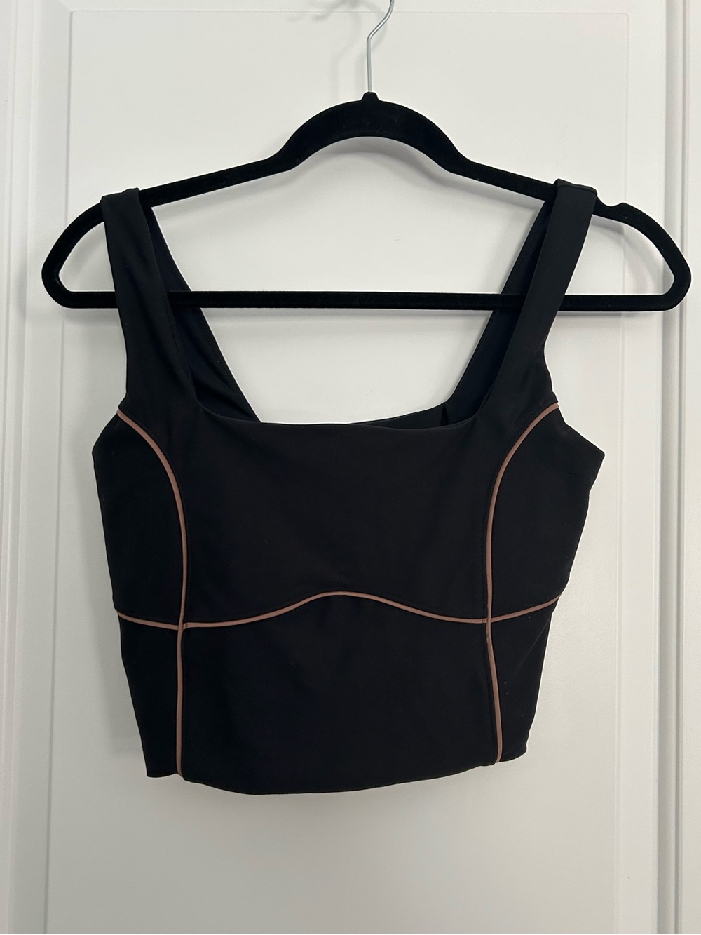Abercrombie YPB Curve Love Black Brown Workout Tank Crop Top